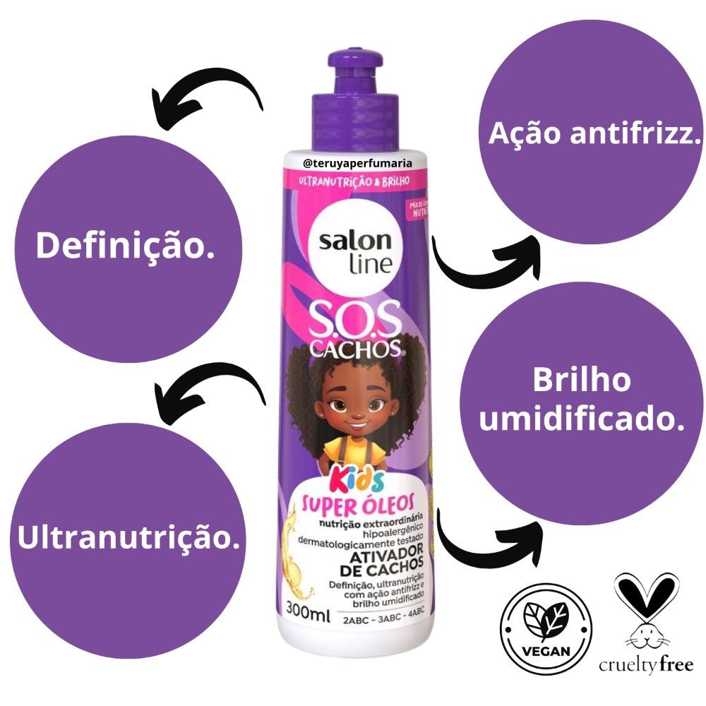 Ativador de Cachos Salon Line Kids Sos Cachos Super Óleos 300ml 300ml 6