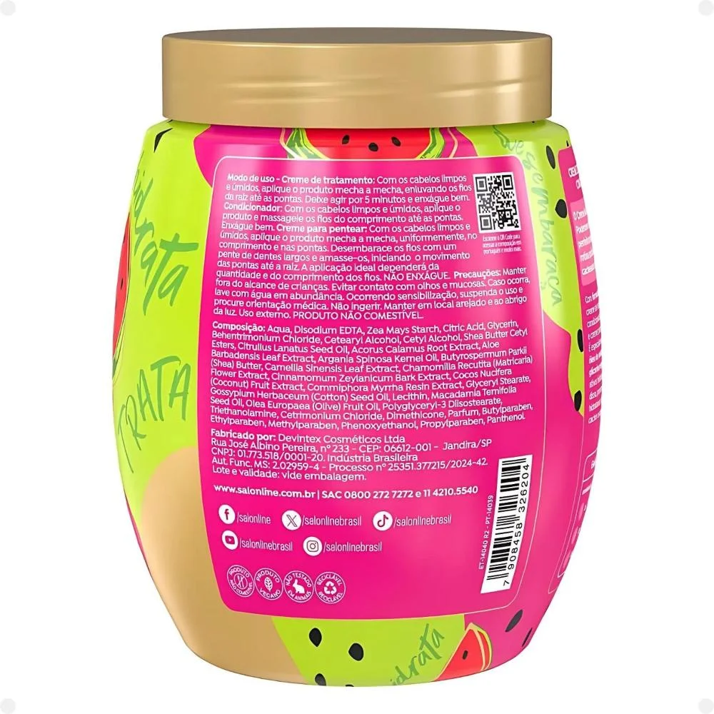 Creme de Tratamento 3 em 1 Salon Line Multy Poderosos Cachos dos Sonhos Melancia e Mix de Óleos 1Kg 1kg 4