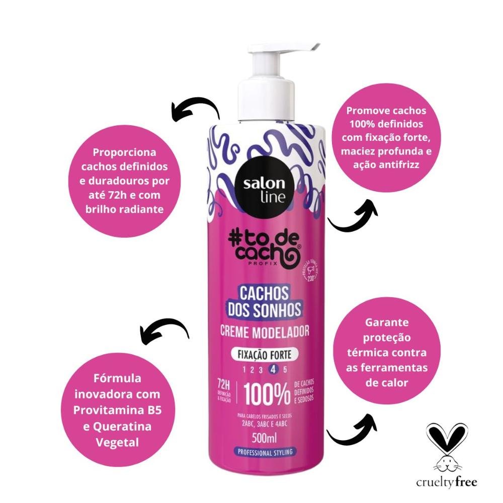 Creme Modelador Salon Line #todecacho Cachos dos Sonhos Fixação Forte 500ml 500ml 2