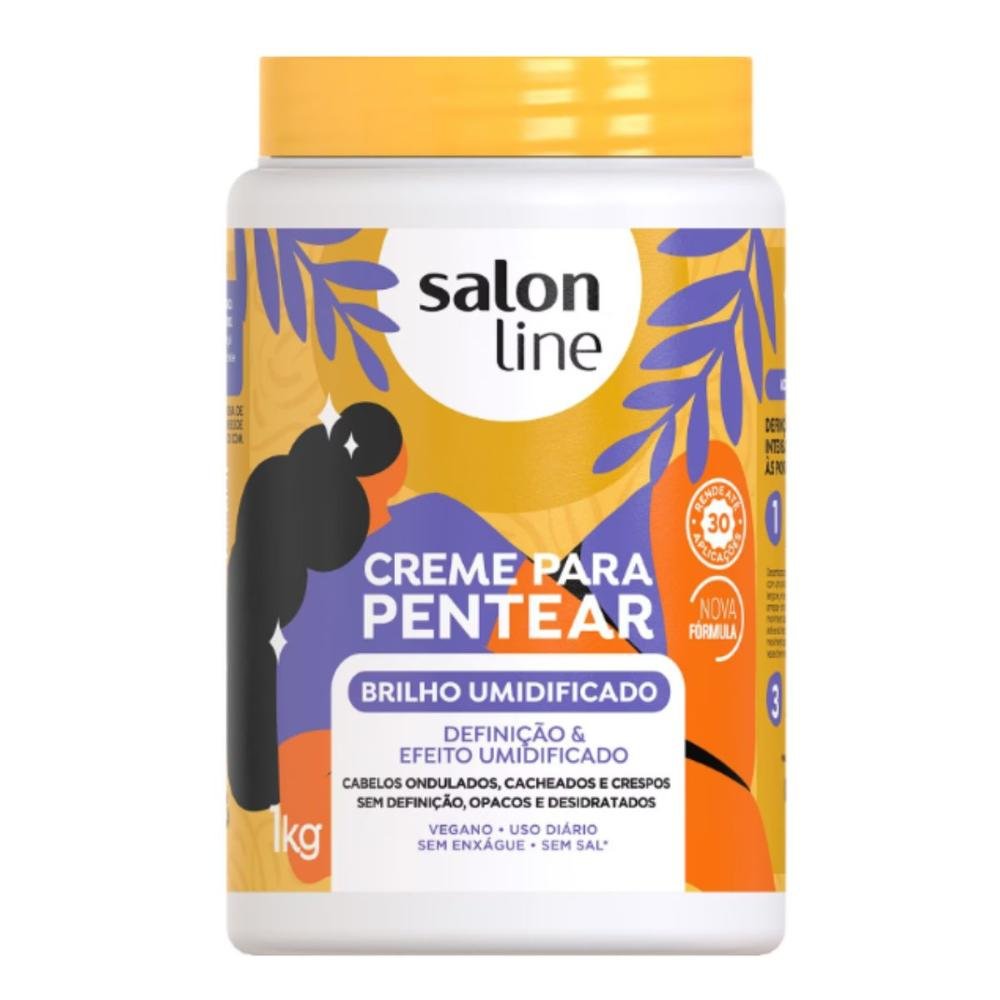 Creme Para Pentear Salon Line Brilho Umidificado 1kg 1kg 1