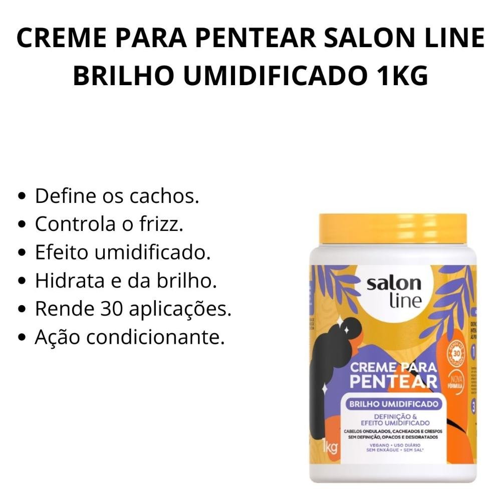 Creme Para Pentear Salon Line Brilho Umidificado 1kg 1kg 2