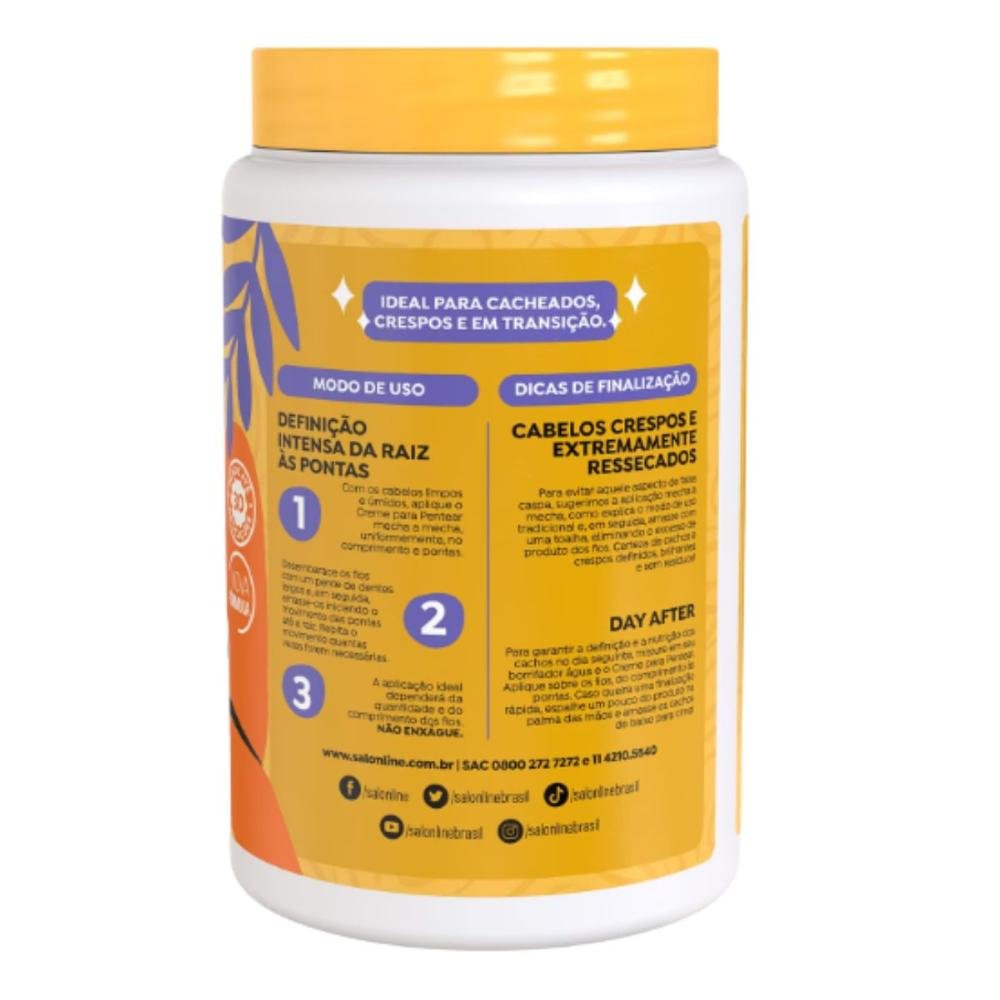 Creme Para Pentear Salon Line Brilho Umidificado 1kg 1kg 3