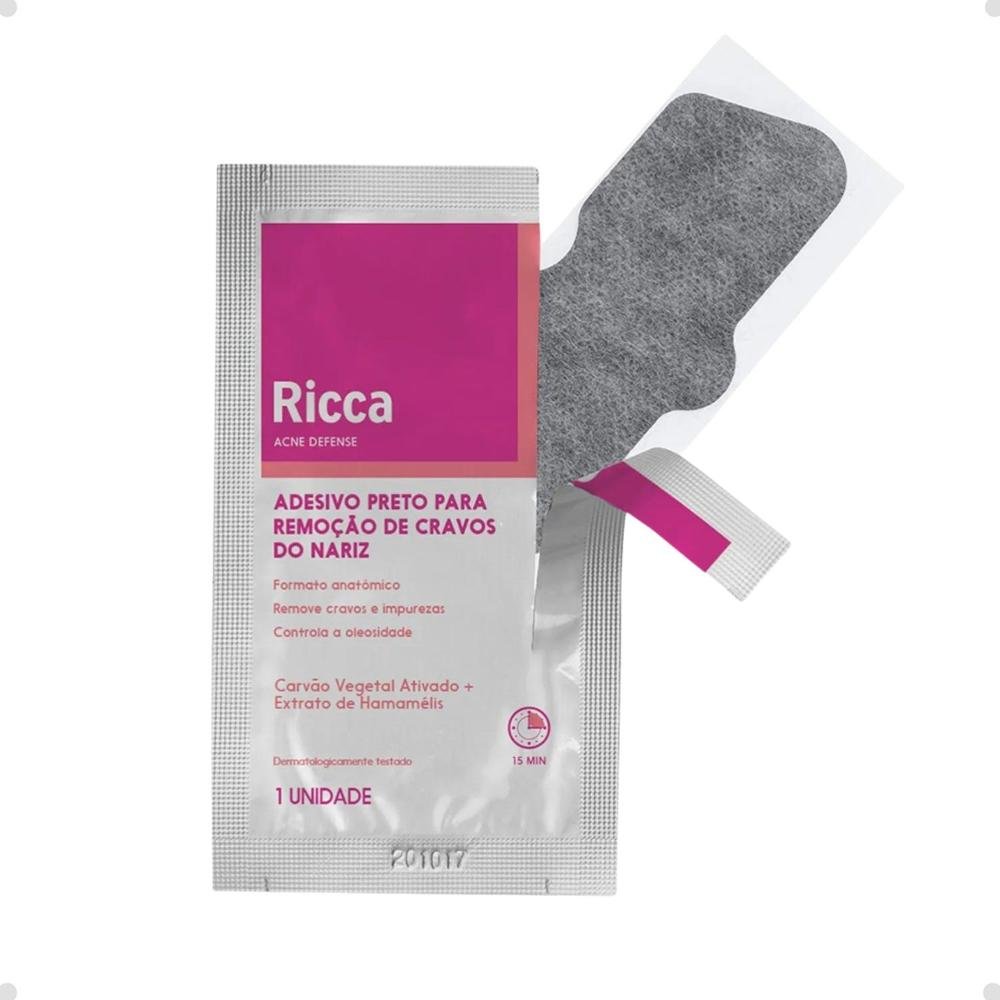 Adesivo Remoção de Cravos Ricca Preto Acne Defense ÚNICO 3