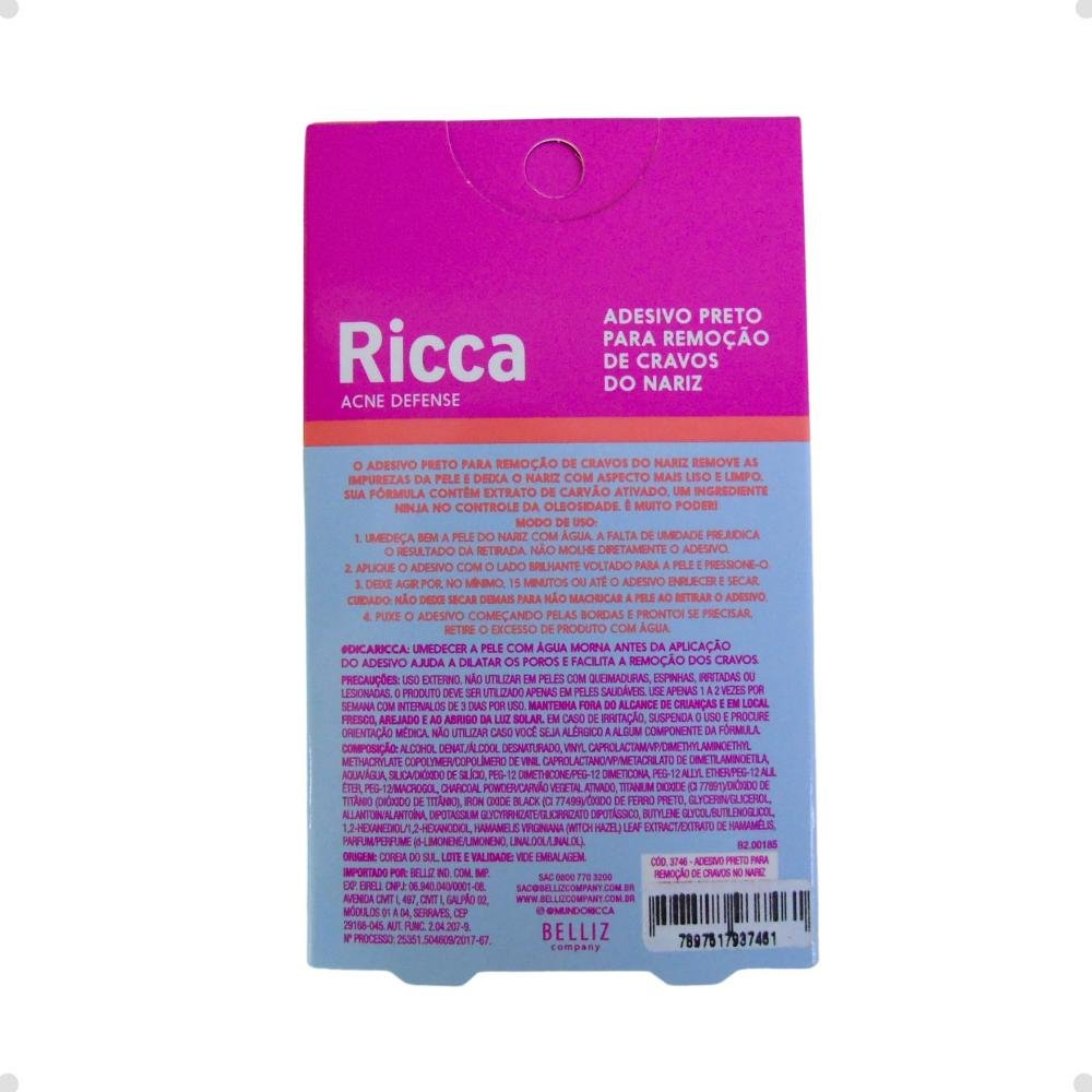 Adesivo Remoção de Cravos Ricca Preto Acne Defense ÚNICO 4