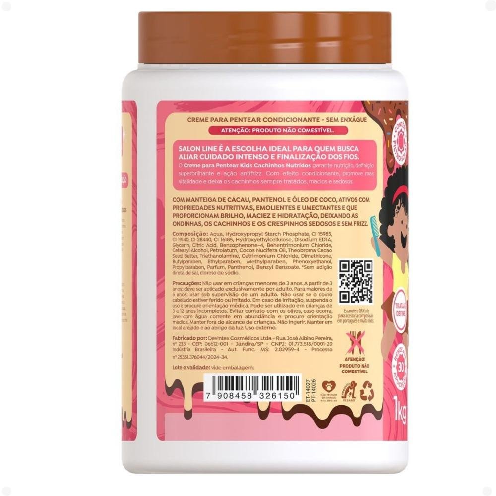 Creme para Pentear Salon Line Kids Chocolate Cachinhos Nutridos 1kg 1kg 3
