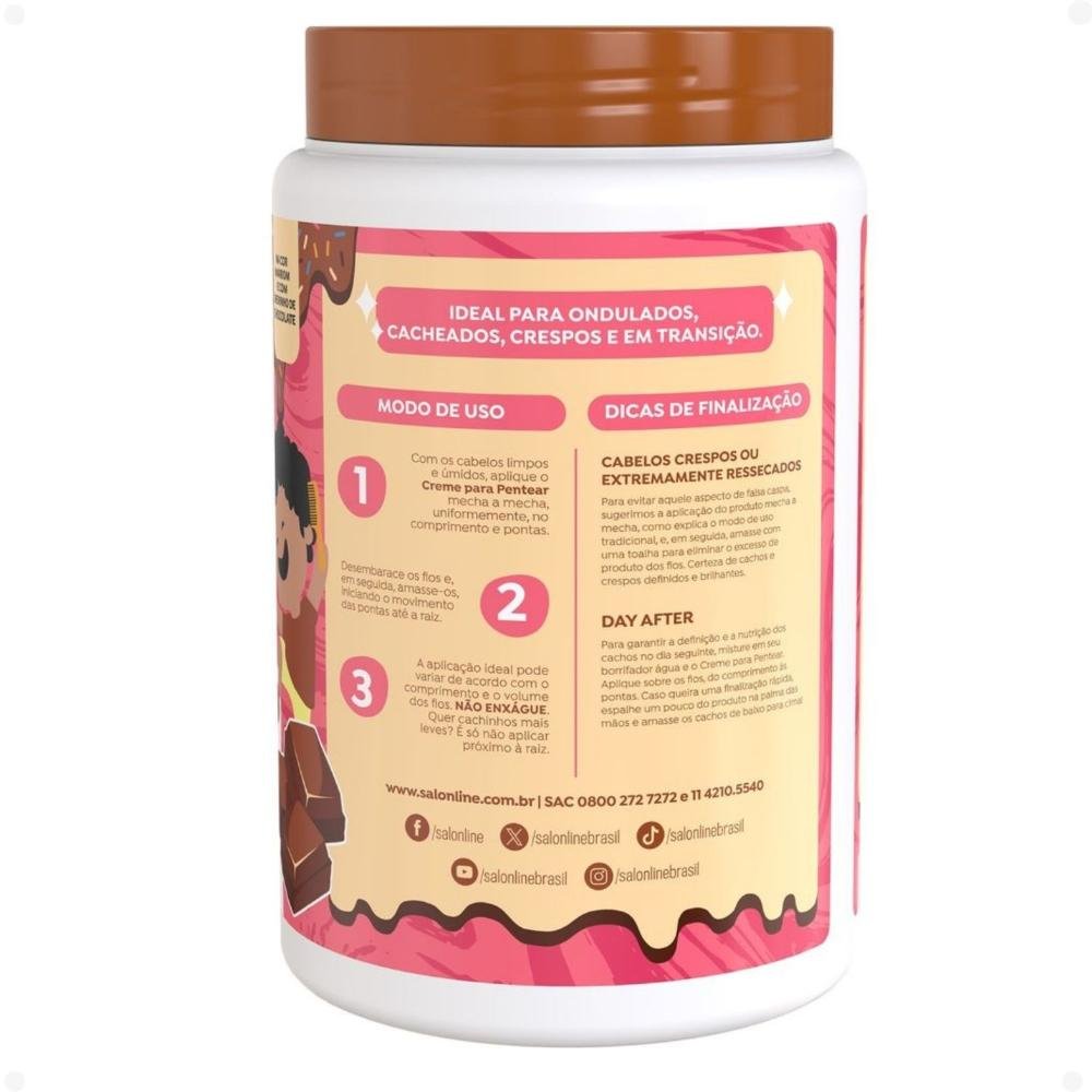 Creme para Pentear Salon Line Kids Chocolate Cachinhos Nutridos 1kg 1kg 4