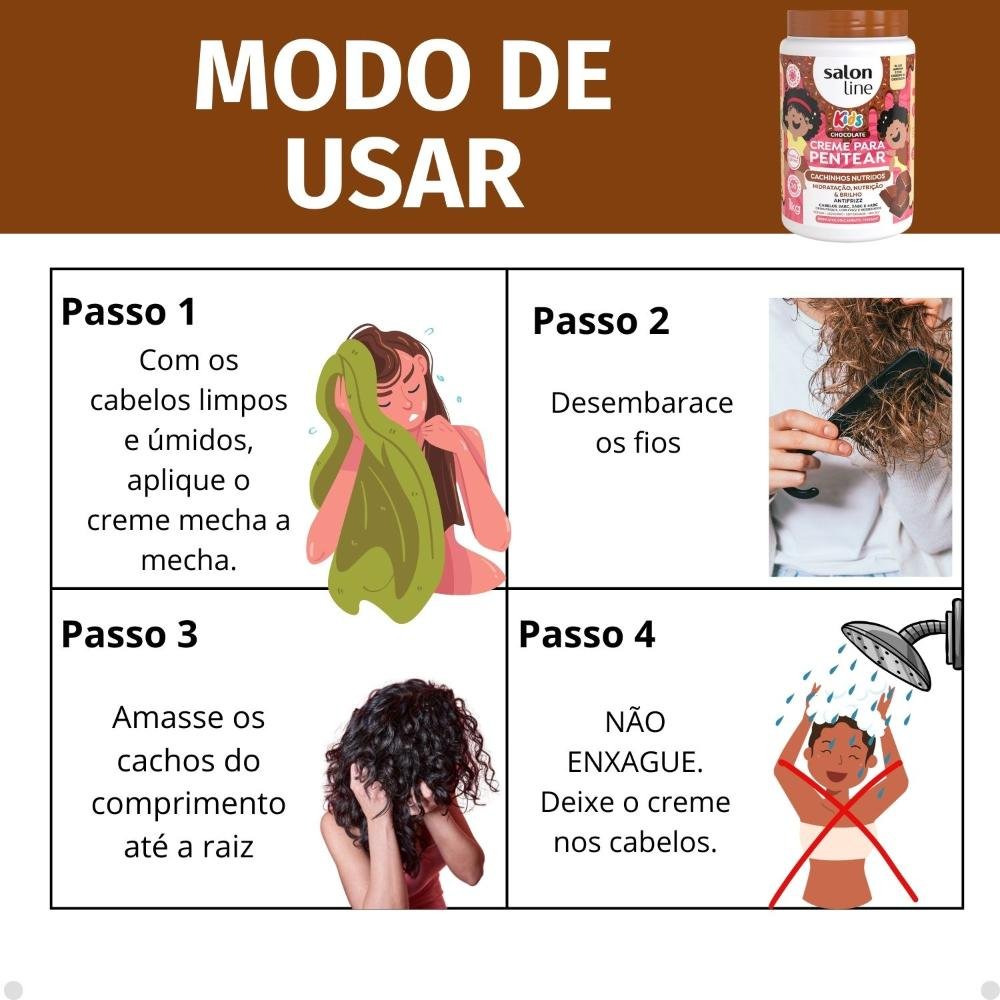 Creme para Pentear Salon Line Kids Chocolate Cachinhos Nutridos 1kg 1kg 5