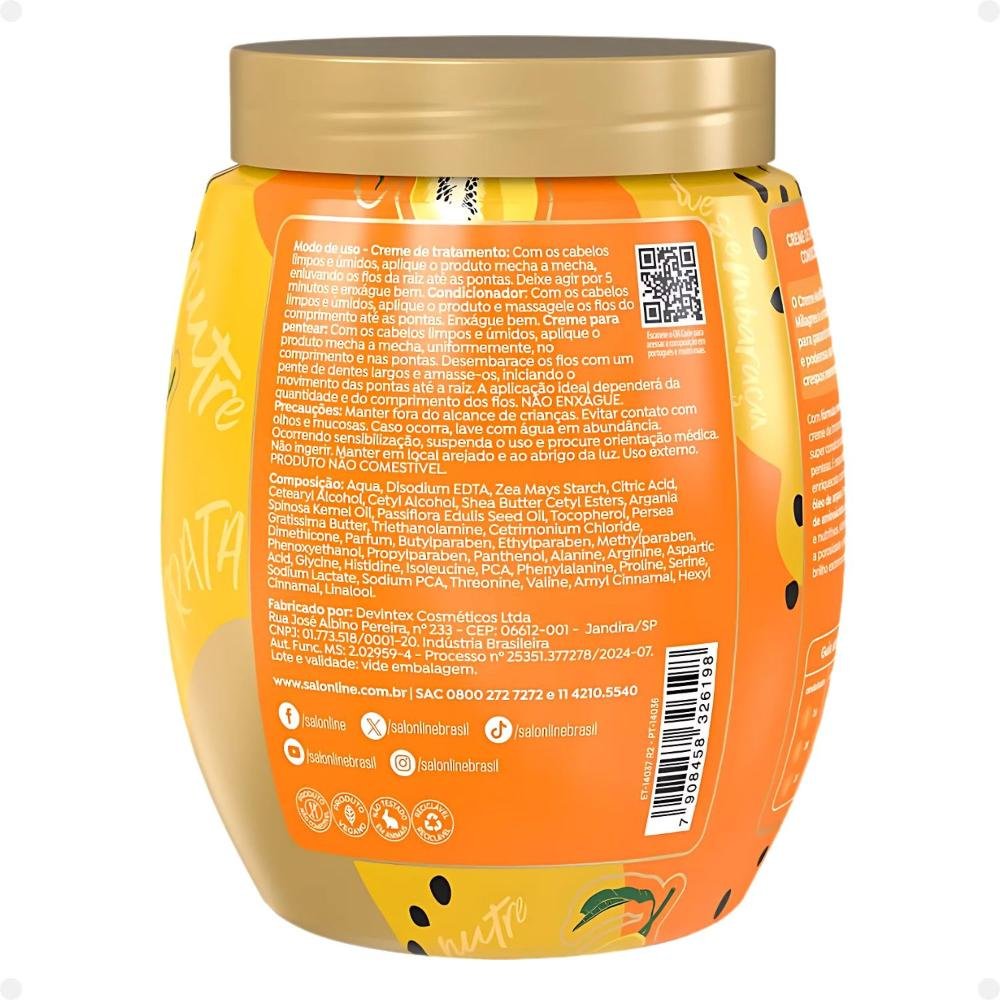 Creme de Tratamento 3 em 1 Salon Line Multy Milagres Cachos dos Sonhos Maracujá e Óleo de Argan 1Kg 1kg 4