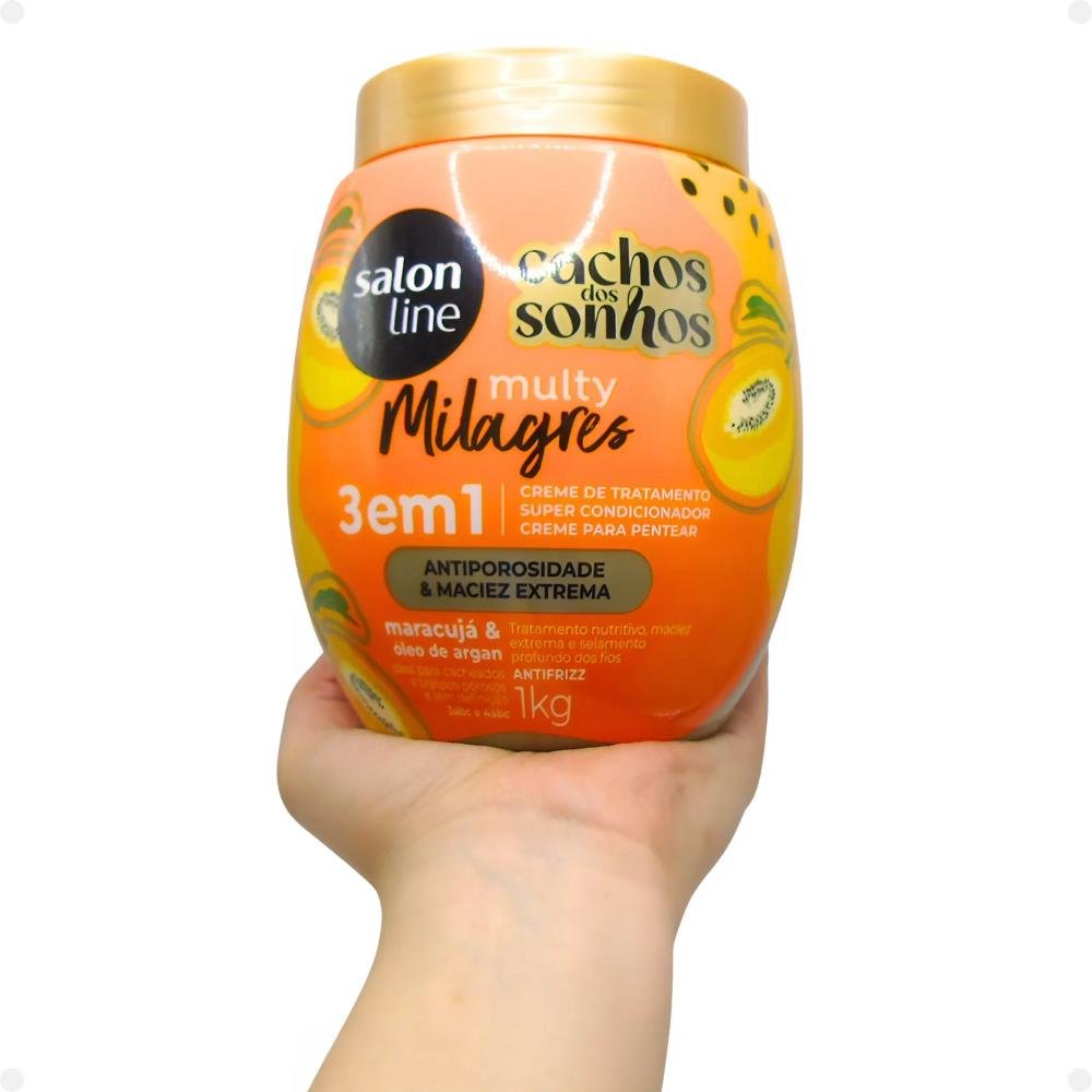 Creme de Tratamento 3 em 1 Salon Line Multy Milagres Cachos dos Sonhos Maracujá e Óleo de Argan 1Kg 1kg 5