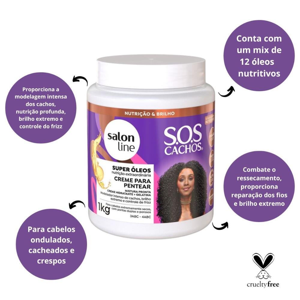 Creme Para Pentear Salon Line Sos Cachos Super Óleos 1kg 1kg 2