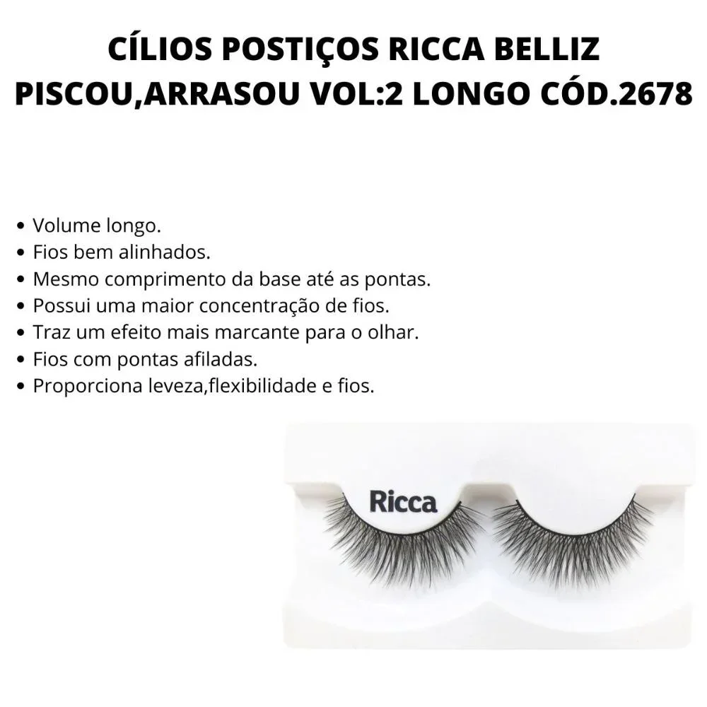 Cílios Postiços Ricca Belliz Piscou,arrasou Vol:2 Longo Cód.2678 Preto 2