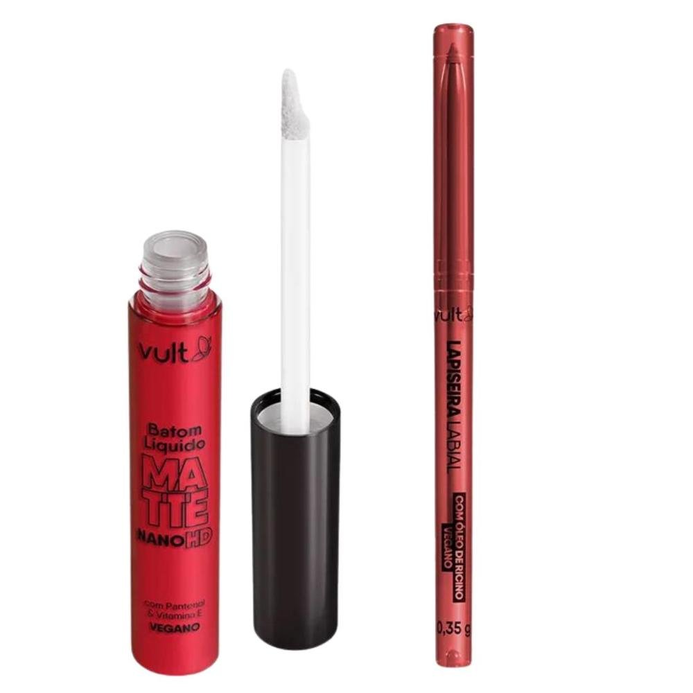 Lipkit Batom Líquido + Lapiseira Labial Vult Real Color Rubi Multicores 1