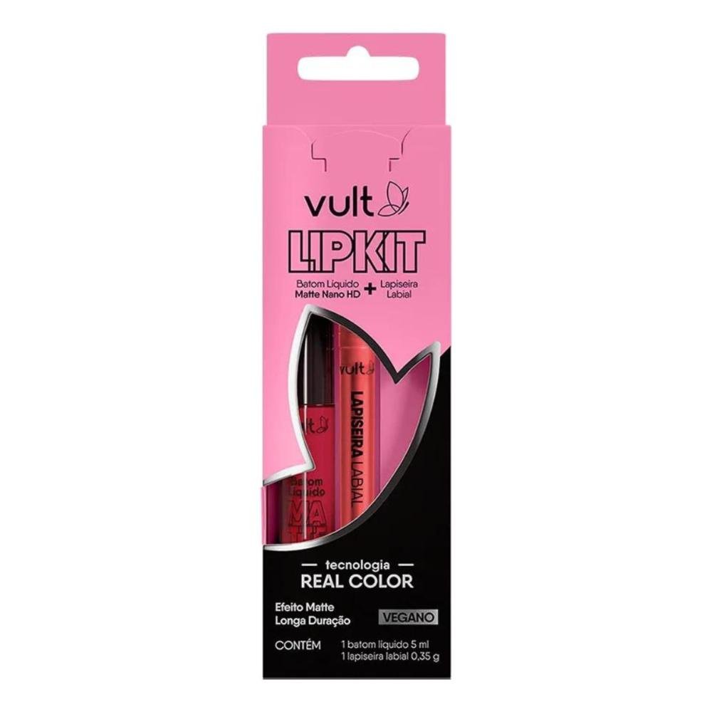 Lipkit Batom Líquido + Lapiseira Labial Vult Real Color Rubi Multicores 3