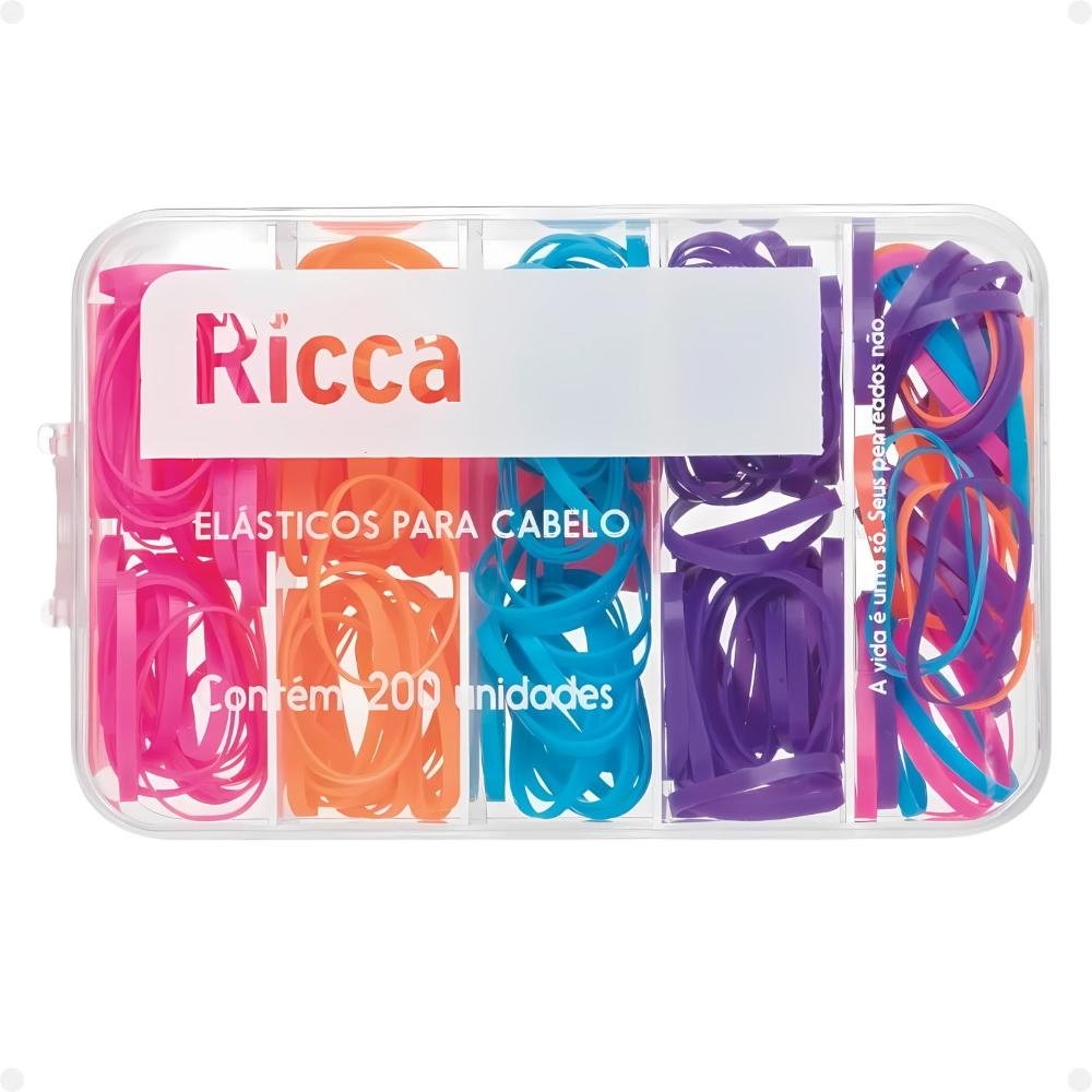 Elásticos Coloridos Para Cabelo Ricca Com 200Un Cód.3345 ÚNICO 1