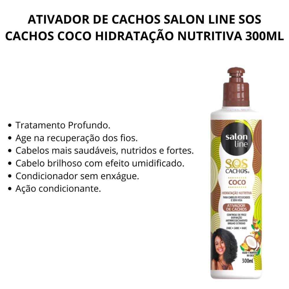 Ativador de Cachos Salon Line Sos Cachos Coco Hidratação Nutritiva 300ml 300ml 2