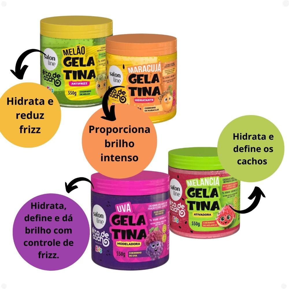 Kit Salon Line Kids 4 Gelatina: Melão, Maracujá, Uva e Melancia ÚNICO 2