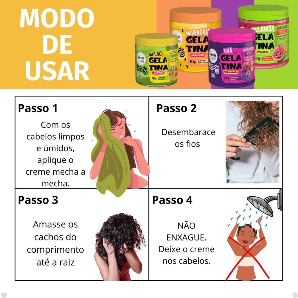 Kit Salon Line Kids 4 Gelatina: Melão, Maracujá, Uva e Melancia ÚNICO 7