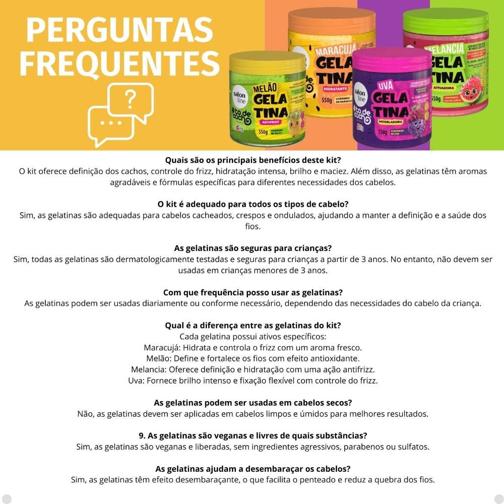 Kit Salon Line Kids 4 Gelatina: Melão, Maracujá, Uva e Melancia ÚNICO 8