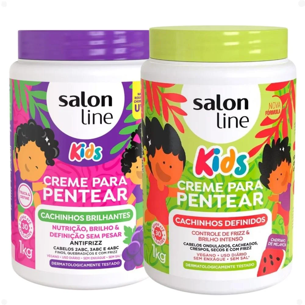 Kit Salon Line Kids: 5 Cremes de Pentear Melão, Maracujá, Uva, Melancia e Morango ÚNICO 4