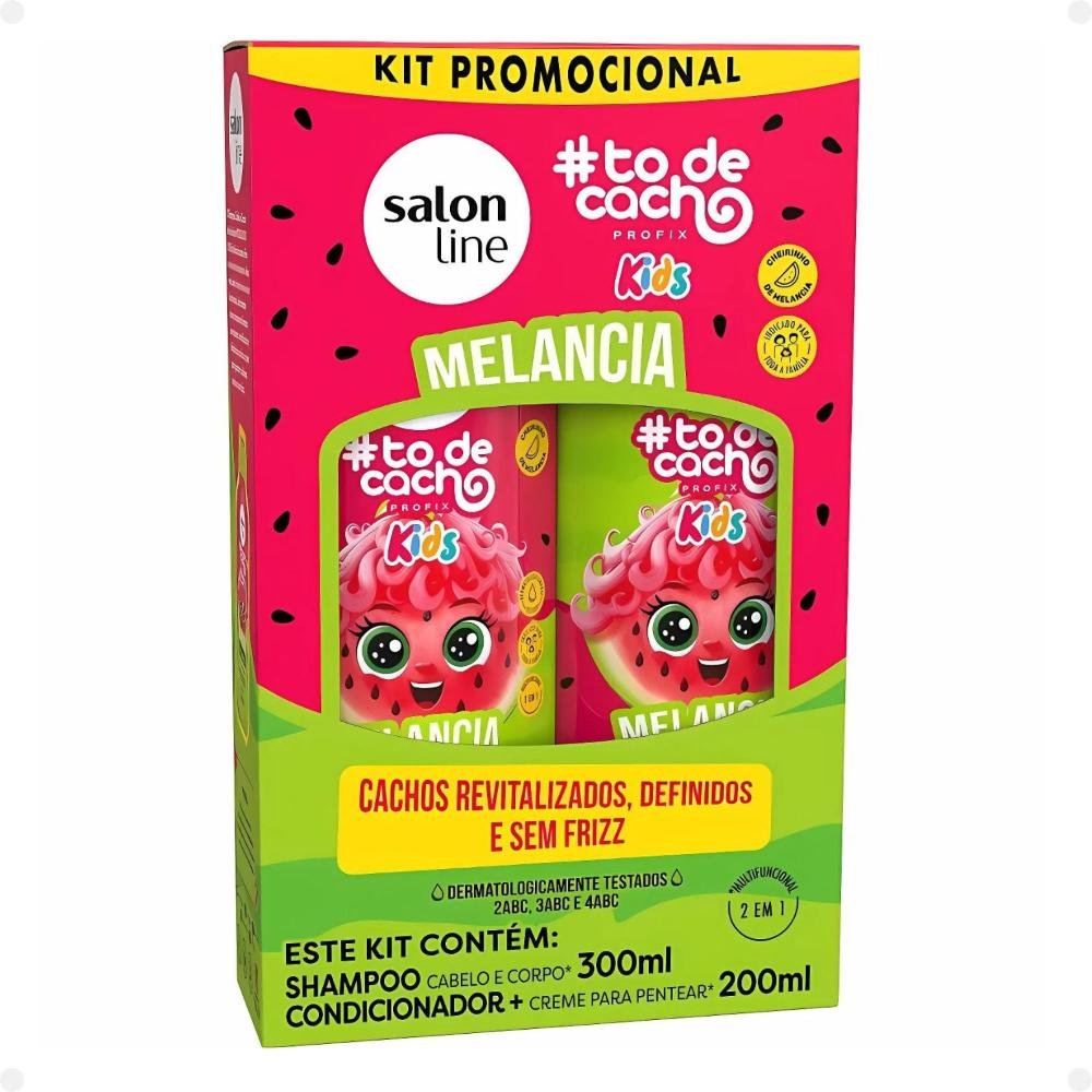 Kit Salon Line Kids: Shampoo e Condicionador + Creme para Pentear 1kg e Gelatina Melancia ÚNICO 3
