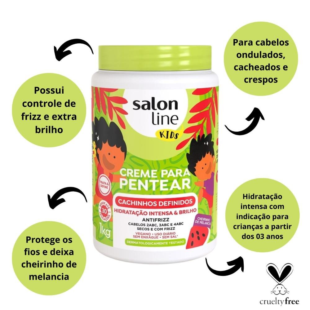 Kit Salon Line Kids: 2 Cremes para Pentear Melancia 1kg ÚNICO 2
