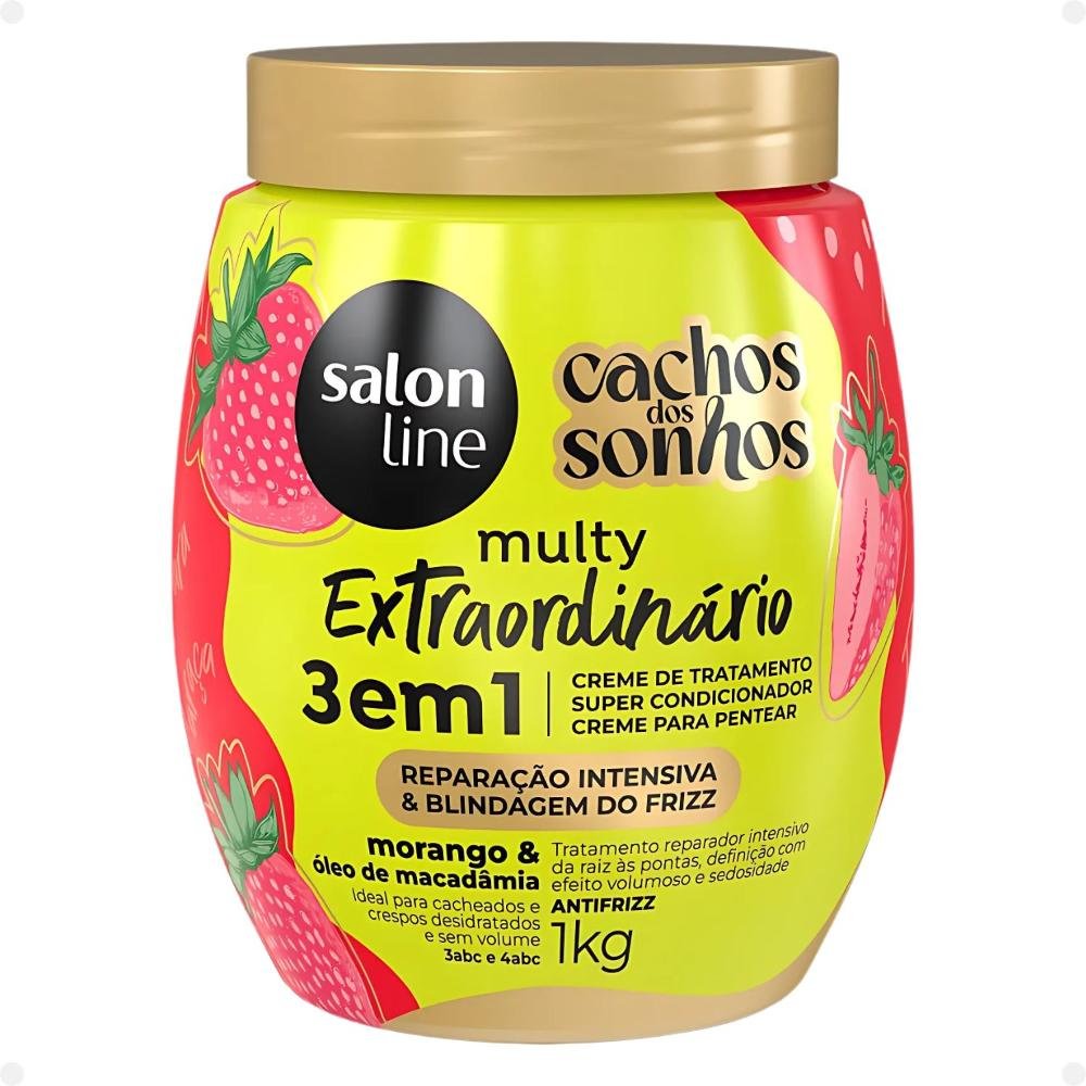 Creme de Tratamento 3 em 1 Salon Line Multy Extraordinário Cachos dos Sonhos Morango e Óleo de Macadâmia 1Kg 1kg 1