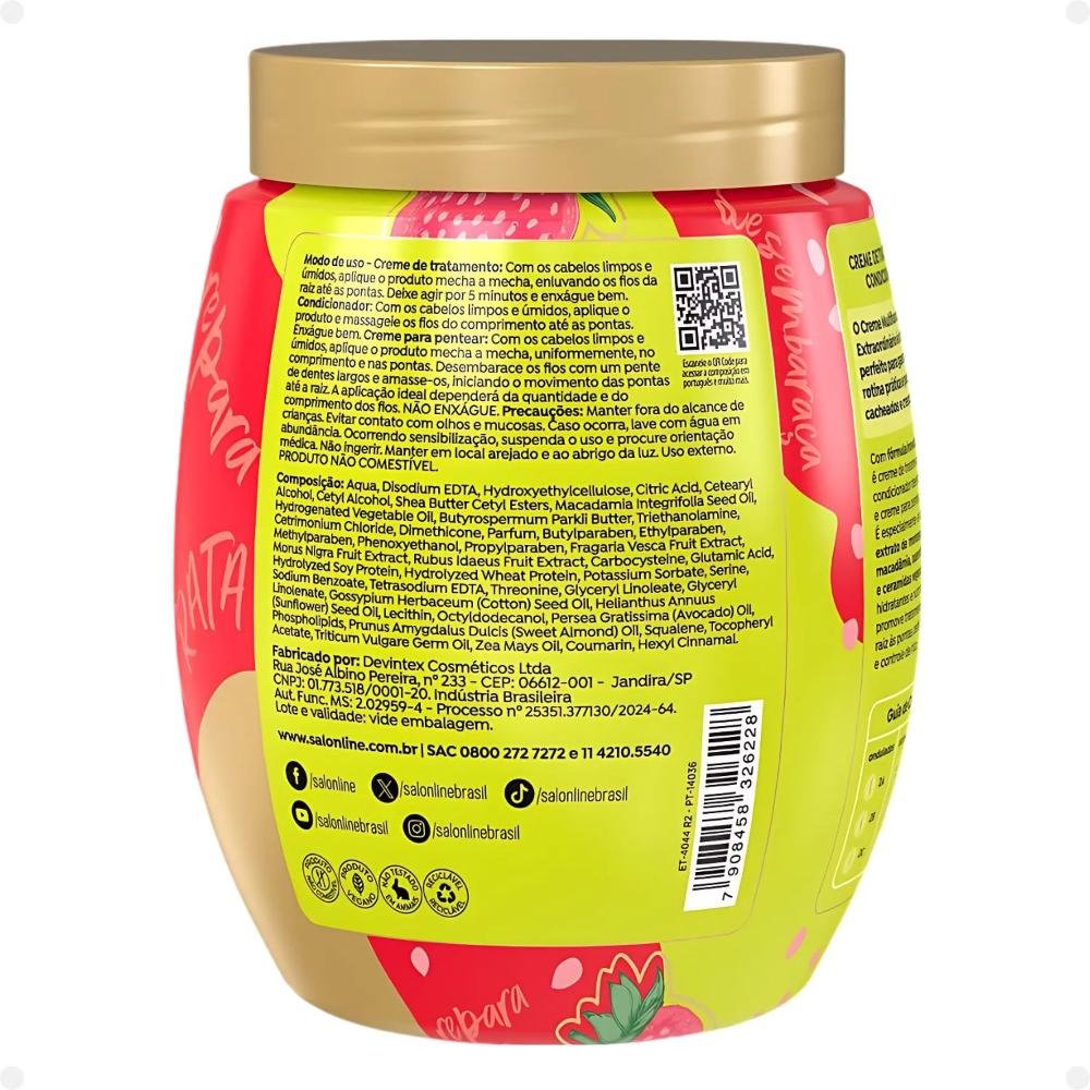 Creme de Tratamento 3 em 1 Salon Line Multy Extraordinário Cachos dos Sonhos Morango e Óleo de Macadâmia 1Kg 1kg 4