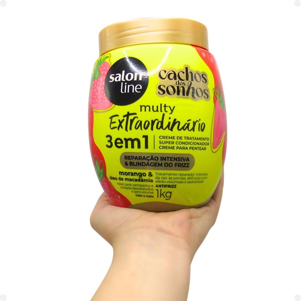 Creme de Tratamento 3 em 1 Salon Line Multy Extraordinário Cachos dos Sonhos Morango e Óleo de Macadâmia 1Kg 1kg 5