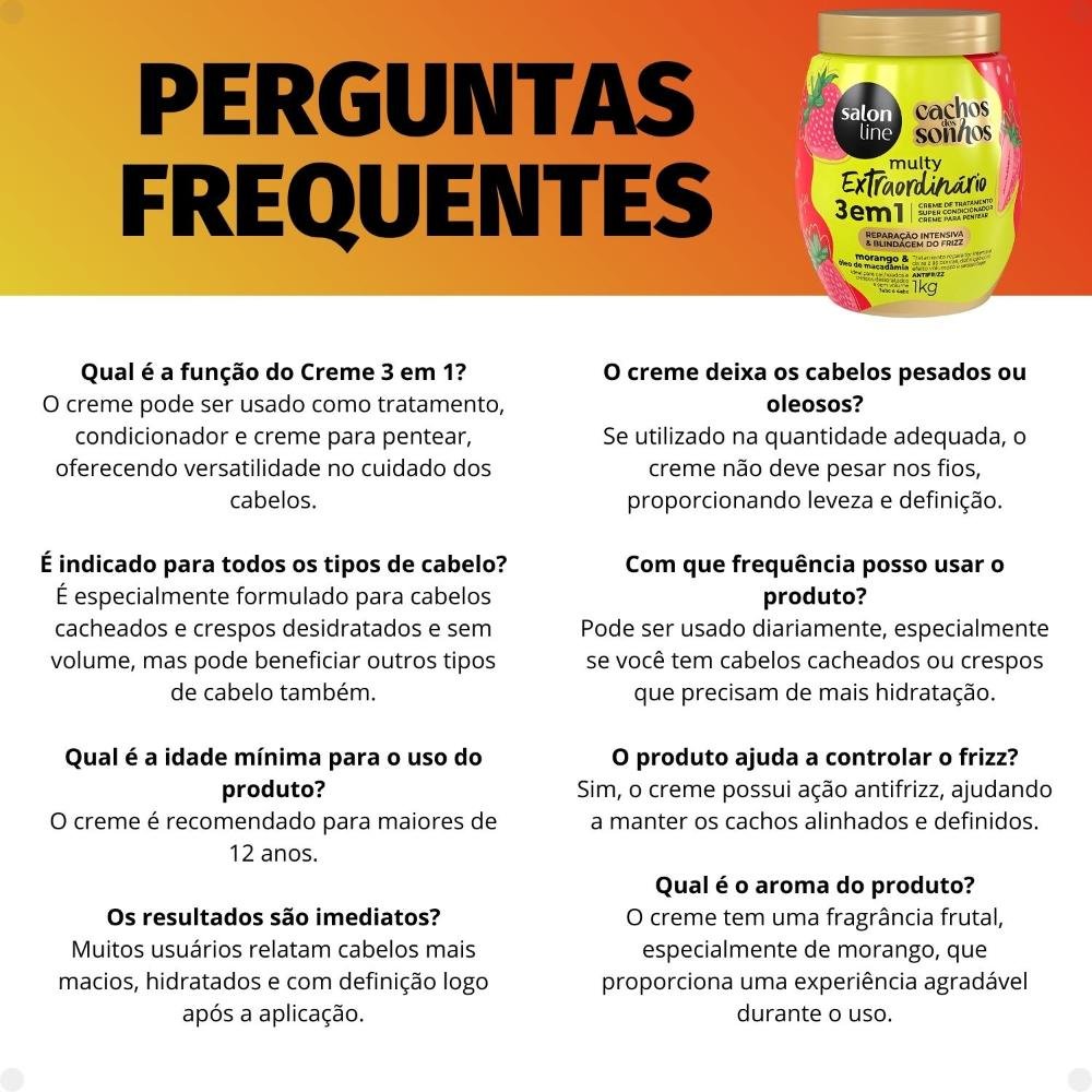 Creme de Tratamento 3 em 1 Salon Line Multy Extraordinário Cachos dos Sonhos Morango e Óleo de Macadâmia 1Kg 1kg 7