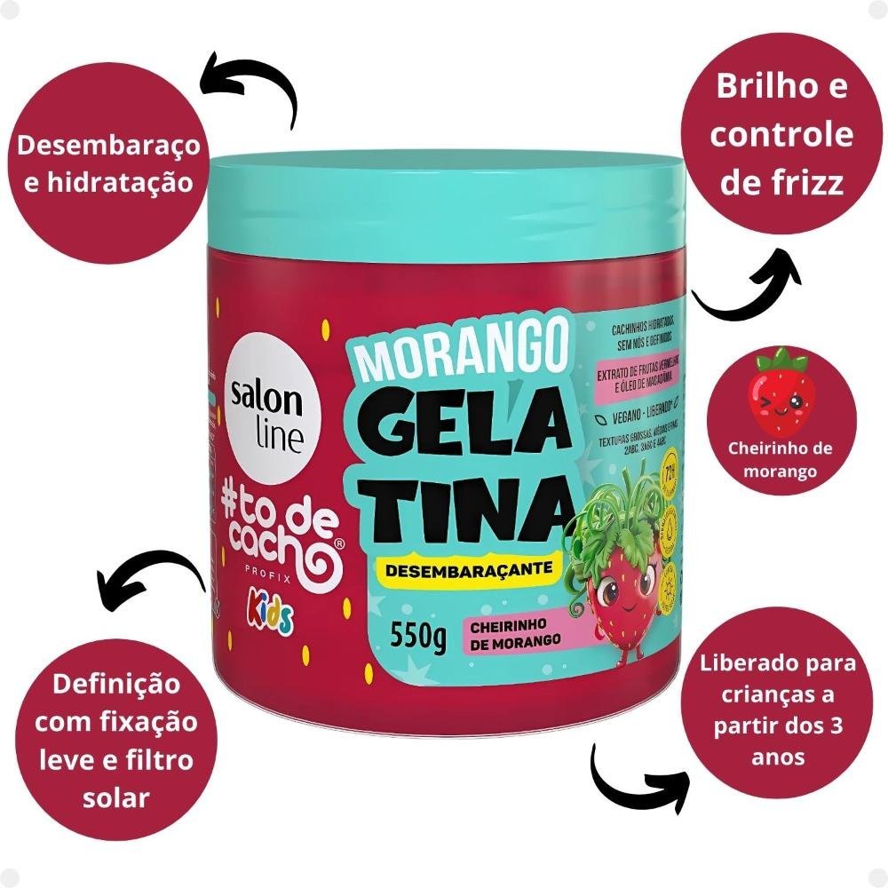 Gelatina Desembaraçante Salon Line Kids #todecacho Morango 550g 550g 2