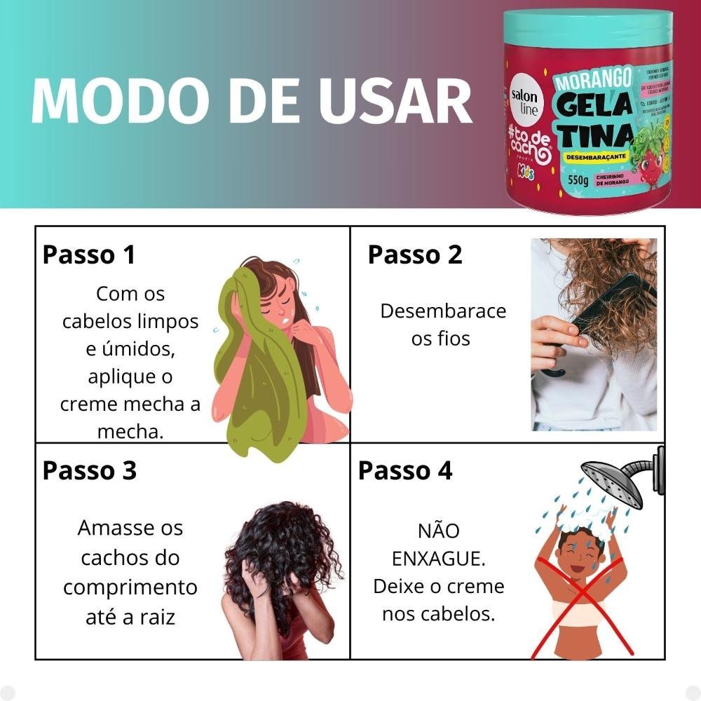 Gelatina Desembaraçante Salon Line Kids #todecacho Morango 550g 550g 5