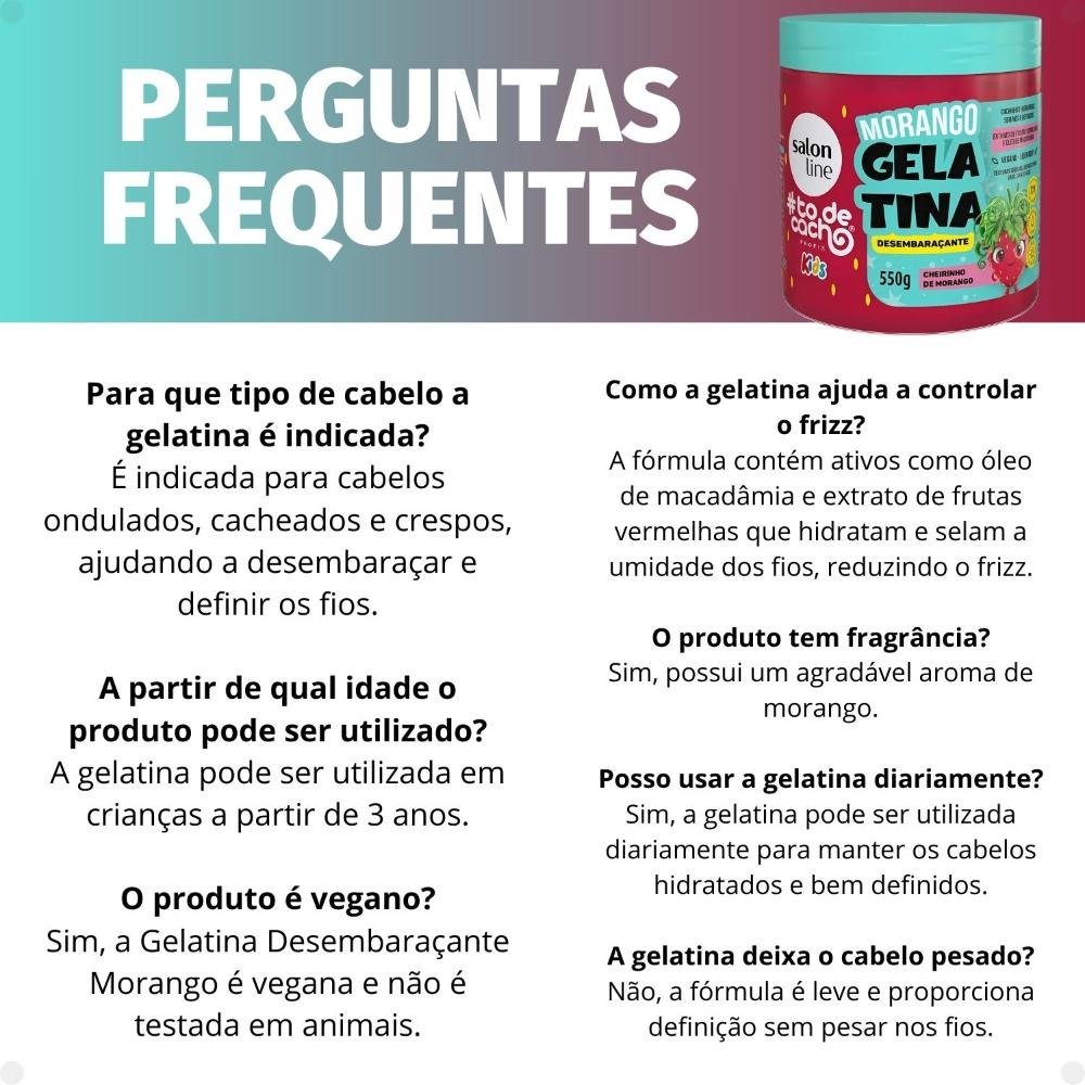Gelatina Desembaraçante Salon Line Kids #todecacho Morango 550g 550g 6