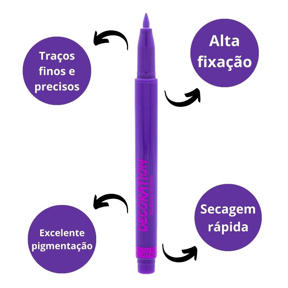 Caneta Delineadora de Unhas Pink 21 Decoration Roxo 3,2g Roxo 2