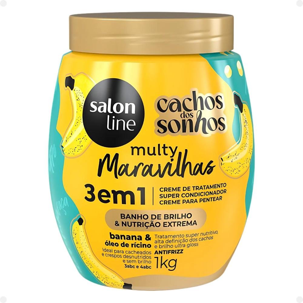 Creme de Tratamento 3 em 1 Salon Line Multy Maravilhas Cachos dos Sonhos Banana e Óleo de Rícino 1Kg 1kg 1