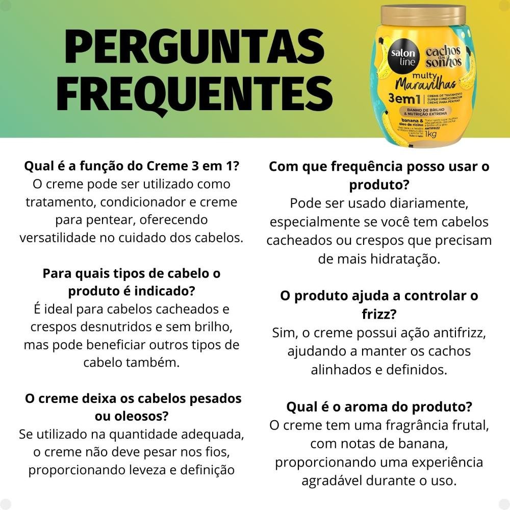 Creme de Tratamento 3 em 1 Salon Line Multy Maravilhas Cachos dos Sonhos Banana e Óleo de Rícino 1Kg 1kg 7