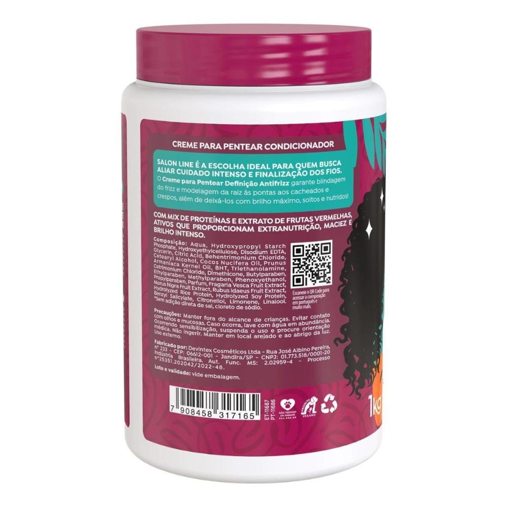 Creme Para Pentear Salon Line Definição Antifrizz Efeito Touca de Cetim 1kg 1kg 3