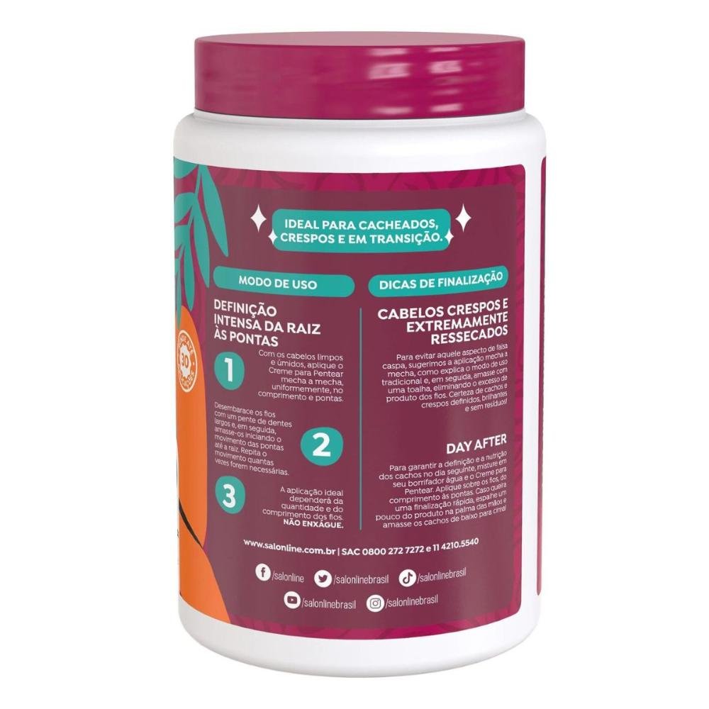 Creme Para Pentear Salon Line Definição Antifrizz Efeito Touca de Cetim 1kg 1kg 4
