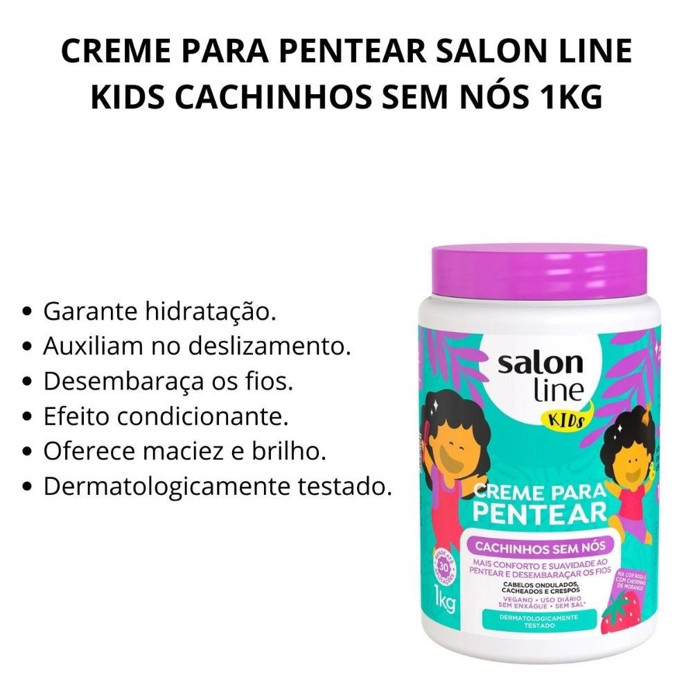 Creme para Pentear Salon Line Kids Morango Cachinhos Sem Nós 1kg 1kg 2