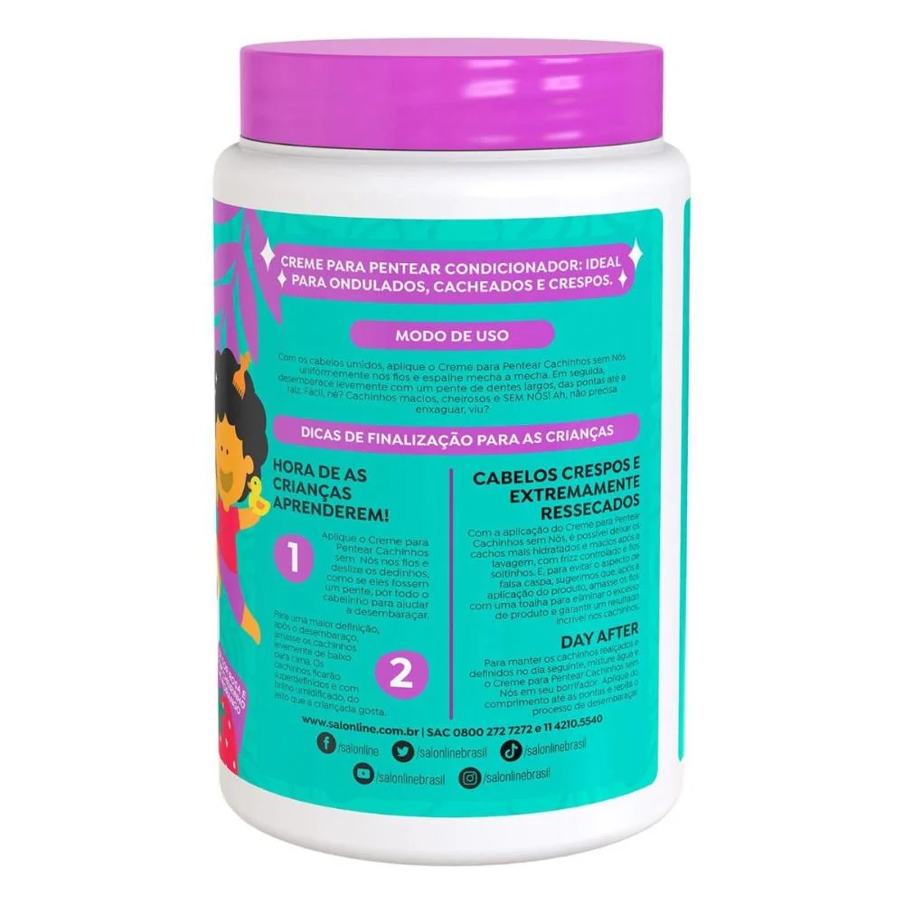 Creme para Pentear Salon Line Kids Morango Cachinhos Sem Nós 1kg 1kg 3