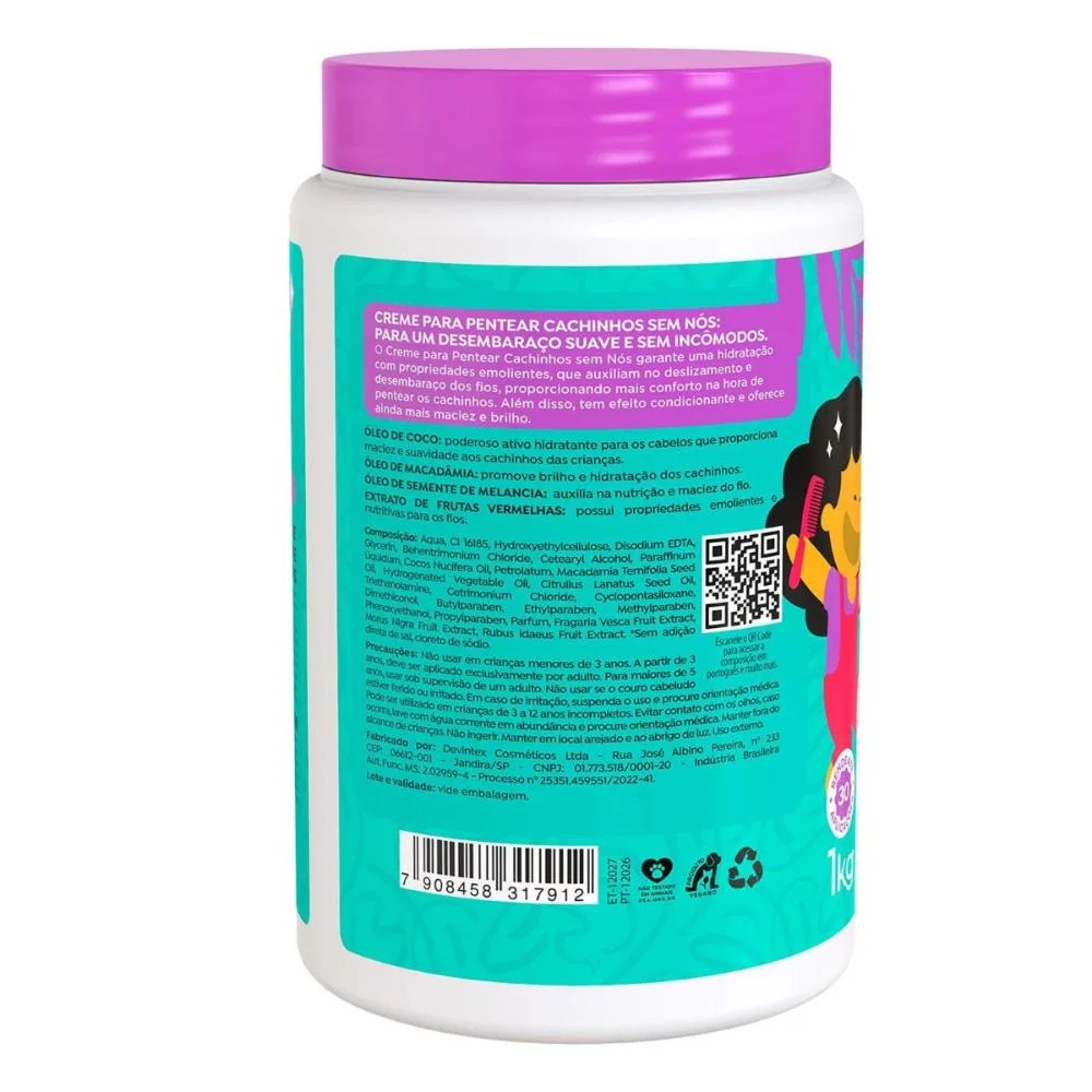 Creme para Pentear Salon Line Kids Morango Cachinhos Sem Nós 1kg 1kg 4