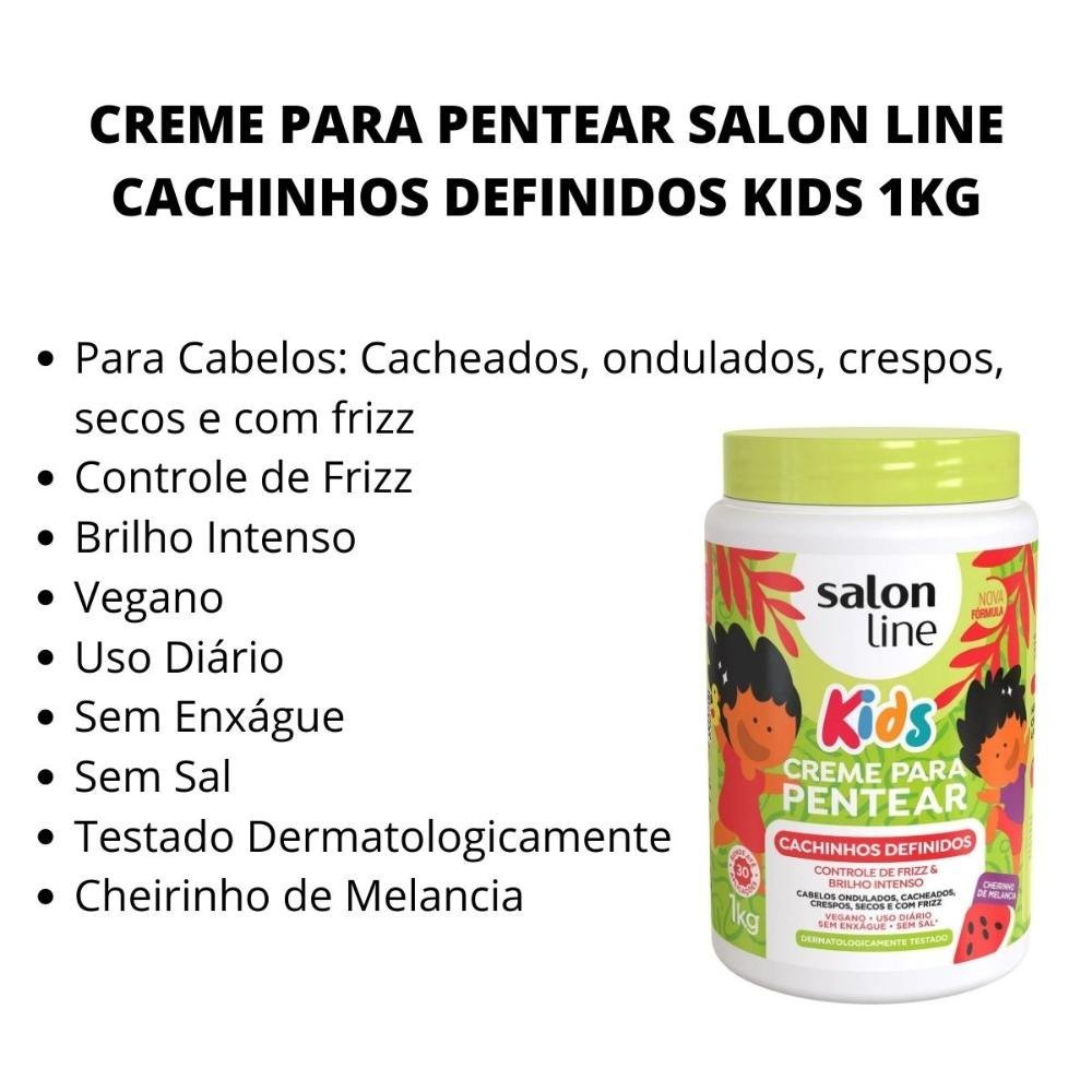 Creme Para Pentear Salon Line Cachinhos Definidos Kids Melancia 1kg 1kg 5