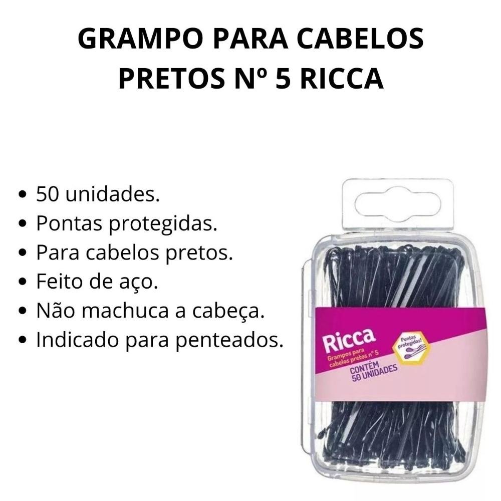 Grampo Para Cabelos Pretos Nº 5 Ricca Caixinha ÚNICO 2
