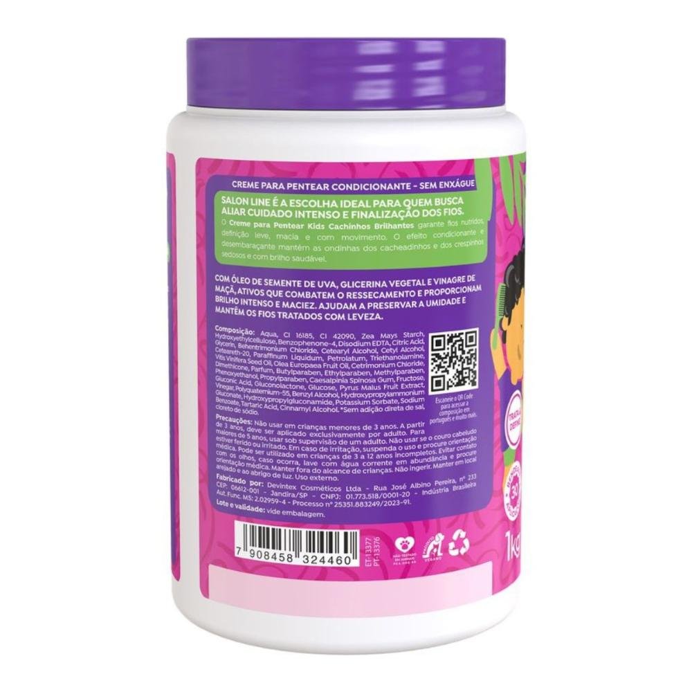 Creme Para Pentear Salon Line Kids Cachinhos Brilhantes Uva 1kg 1kg 3