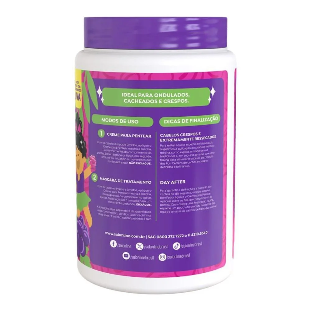 Creme Para Pentear Salon Line Kids Cachinhos Brilhantes Uva 1kg 1kg 4