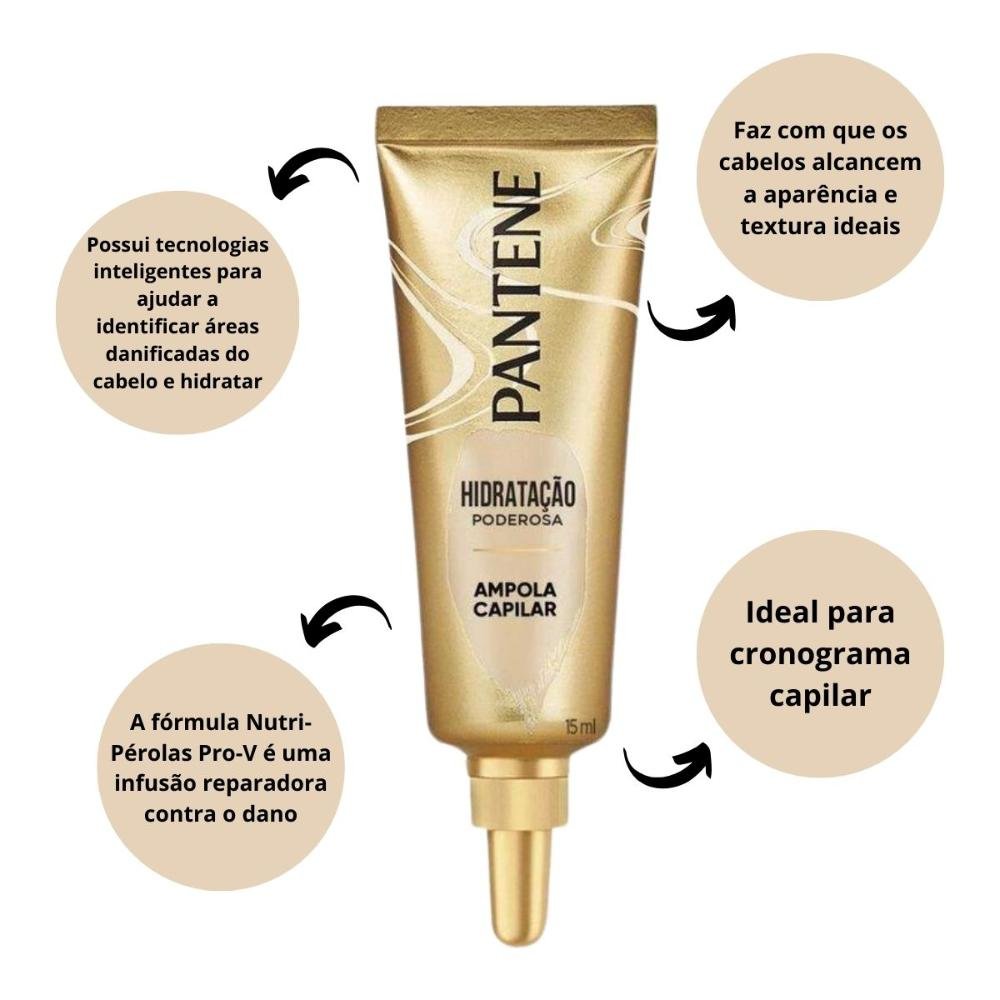 Kit Pantene Ampolas Cronograma Capilar: 3 Hidração, 3 Nutrição e 3 Reconstrução 15ml  ÚNICO 10
