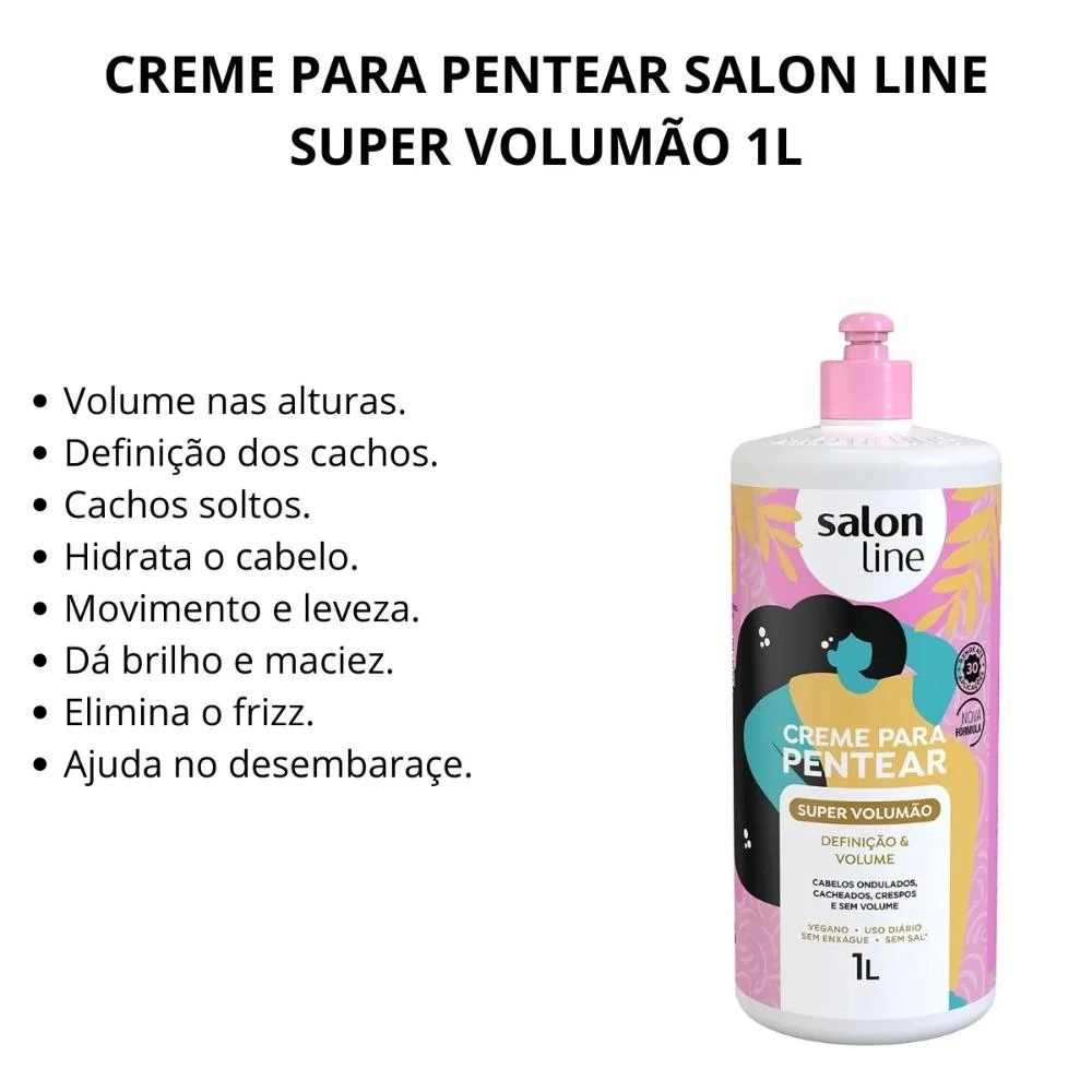 Creme Para Pentear Salon Line Super Volumão 1l 1L 2
