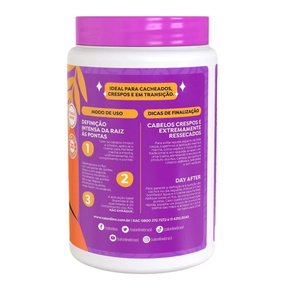 Creme Para Pentear Salon Line Brilho Máximo 1kg 1kg 4