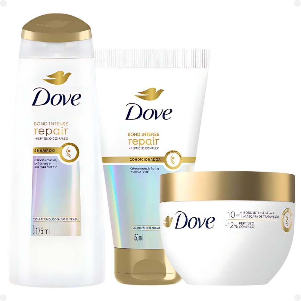 Kit Dove Bond Intense Repair: Shampoo 175ml, Condicionador 150ml e Máscara