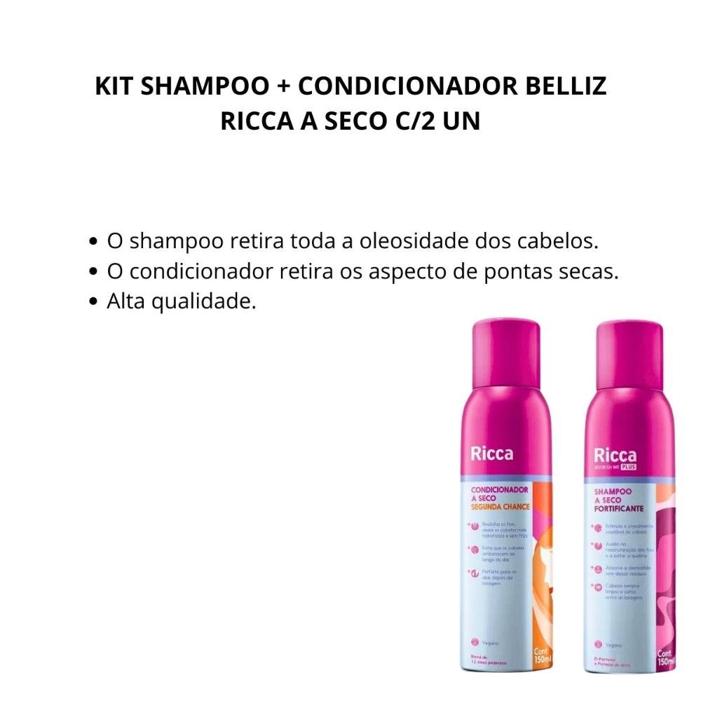 Kit Shampoo + Condicionador Belliz Ricca A Seco C/2 Un ÚNICO 2