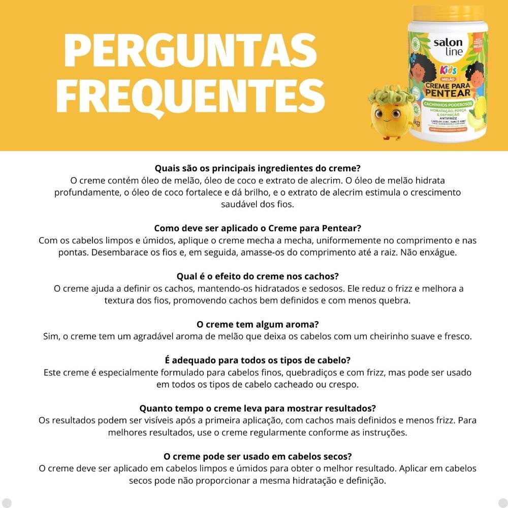 Creme para Pentear Salon Line Kids Melão Cachinhos Poderosos 1kg 1kg 7